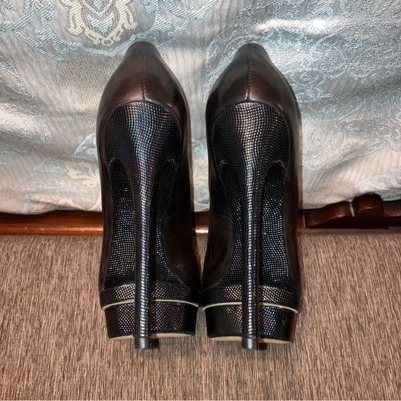 BRIAN ATWOOD Platform Heels BROWN / BLACK Glitter - Sz 10 (EU 41) Very nice! - Picture 11 of 16